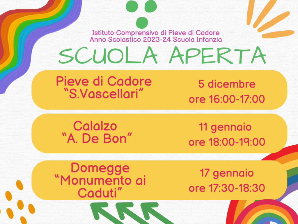 SCUOLA APERTA – SCUOLE DELL’INFANZIA – Istituto Comprensivo Statale